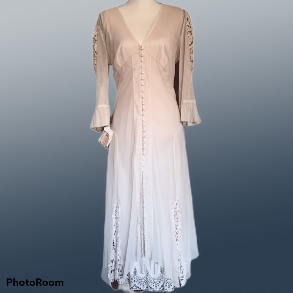 Blush-color special occasion dress. Tres Chic.
